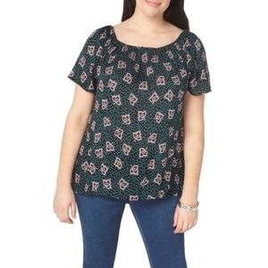 Evans Print Top- off the shoulder or short sleeve